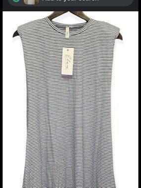 Elan Black and White Striped Tank Dress